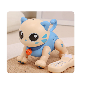 ربات اسباب بازی گربه موزیکال کنترلی آبی Robot Cat Toy for Kids, Remote Control Kitty Toys_اسباب بازی